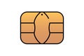 Gold EMV chip icon for bank plastic credit or debit charge card. Vector illustration Royalty Free Stock Photo