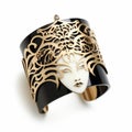 Sarah Sartain Cuff Bracelet: Gold Plated With Black Carving