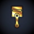 Gold Engine piston icon isolated on black background. Car engine piston sign. Vector