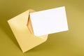 Brown manila envelope, blank invite or invitation card or note paper, copy space Royalty Free Stock Photo