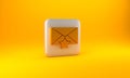 Gold Envelope with star icon isolated on yellow background. Important email, add to favourite icon. Starred message mail