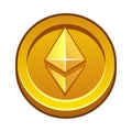 Gold ETHEREUM coin. Cryptocurrency, ETHEREUM Internet currency of the future