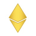 Gold Ethereum coin icon. golden Cryptocurrency coin money. blockchain symbol. Internet money