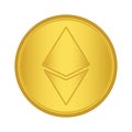 Gold Ethereum coin icon. golden Cryptocurrency coin money. blockchain symbol. Internet money