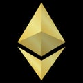 Fun Gold ethereum icon isolated on black background