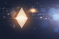 Gold Ethereum rhombus. Cryptocurrency concept