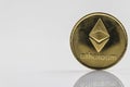 Gold Etherium Token with white background Royalty Free Stock Photo