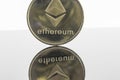 Gold Etherium Token with white background Royalty Free Stock Photo
