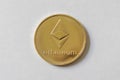 Gold Etherium Token with white background Royalty Free Stock Photo