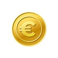 Gold Euro coin icon. Currency exchange. Euro sign