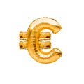 Gold Euro Sign Balloon. Golden currency symbol made of inflatable foil balloon. Investment and banking concept Royalty Free Stock Photo