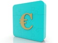 Gold euro sign on blue puzzle pieces Royalty Free Stock Photo