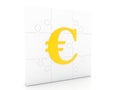 Gold euro sign on a white puzzle Royalty Free Stock Photo