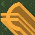 Gold euro symbol on thematic background