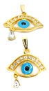Gold evil eye pendant with teardrop