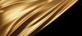 Gold fabric flying in the wind isolated on black background 3D render Royalty Free Stock Photo