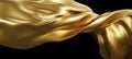 Gold fabric flying in the wind isolated on black background 3D render Royalty Free Stock Photo