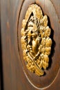 gold face house door in italy lombardy column the Royalty Free Stock Photo