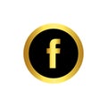 Gold Facebook logo for web and print Royalty Free Stock Photo