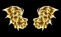 Gold polygonal dragon wings on black background