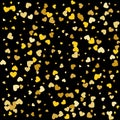 Gold Falling hearts on black background. Vector illustration Royalty Free Stock Photo