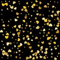 Gold Falling hearts on black background. Vector illustration Royalty Free Stock Photo