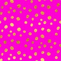 Gold Faux Foil Metallic Dots Magenta Background