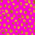 Gold Faux Foil Metallic Dots Magenta Pattern