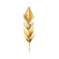 Watercolor Gold Feather Pin On White Background Royalty Free Stock Photo