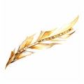 Golden Feather Diamond Hair Clip - Watercolor Painting On White Background