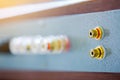 Gold female RCA jack on audio amplifier Royalty Free Stock Photo