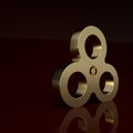 Gold Fidget spinner icon isolated on brown background. Stress relieving toy. Trendy hand spinner. Minimalism concept. 3D