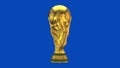 Gold FIFA world cup trophy on blue screen background