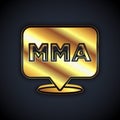 Gold Fight club MMA icon isolated on black background. Mixed martial arts. Vector