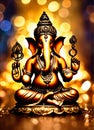 gold figurine of Ganesha. Selective focus. Royalty Free Stock Photo