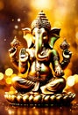 gold figurine of Ganesha. Selective focus. Royalty Free Stock Photo