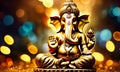 gold figurine of Ganesha. Selective focus. Royalty Free Stock Photo