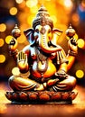 gold figurine of Ganesha. Selective focus. Royalty Free Stock Photo