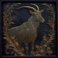 Gold Filigree Inlaid Alpine Goat (Generative AI)