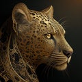 Gold Filigree Inlaid Cheetah (Generative AI)