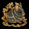 Gold Filigree Inlaid Chinchillas (Generative AI)