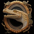 Gold Filigree Inlaid Crocodile (Generative AI)
