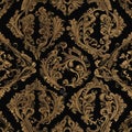 Seamless patterns Gold filigree patterns swirling elegantly across a matte black background