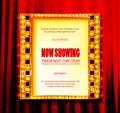 Gold film on the red curtain backdrop Royalty Free Stock Photo