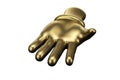 Gold finger, Open hand. 3D illustration.