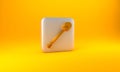 Gold Fire shovel icon isolated on yellow background. Fire protection equipment. Equipment for firefighter. Silver square Royalty Free Stock Photo