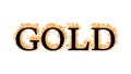 Gold fire text effect white isolated background Royalty Free Stock Photo