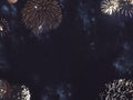 Gold Fireworks Border in Night Sky Royalty Free Stock Photo
