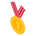 Gold first medal icon, isometric style