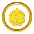 Gold first place medal vector icon